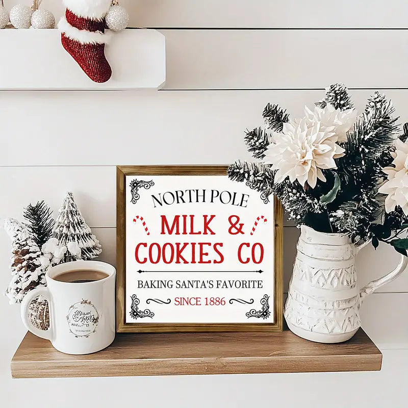 North Pole Milk & Cookies Framed Art