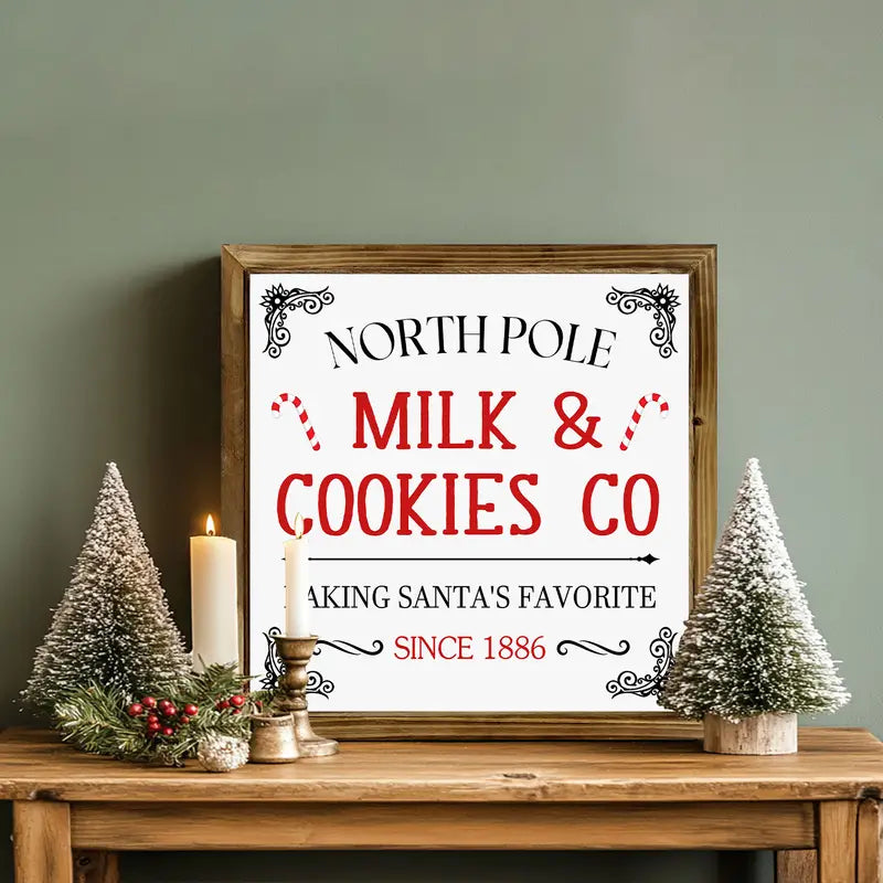 North Pole Milk & Cookies Framed Art