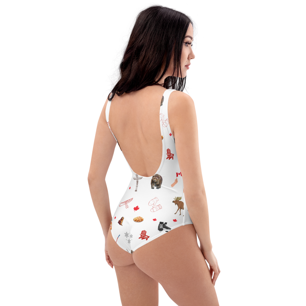 canadiana pattern one-piece swimsuit