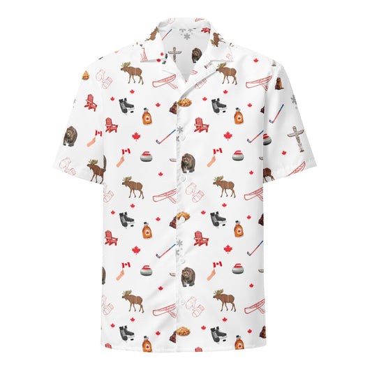 canadiana pattern unisex button-down