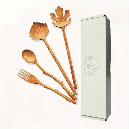 Hand-Carved Wooden Utensil Set