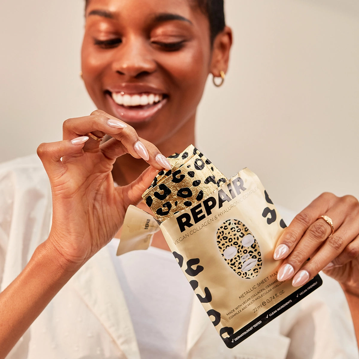 Korean Vegan Leopard Metallic Face Mask