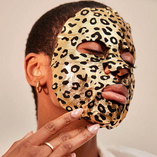 Korean Vegan Leopard Metallic Face Mask