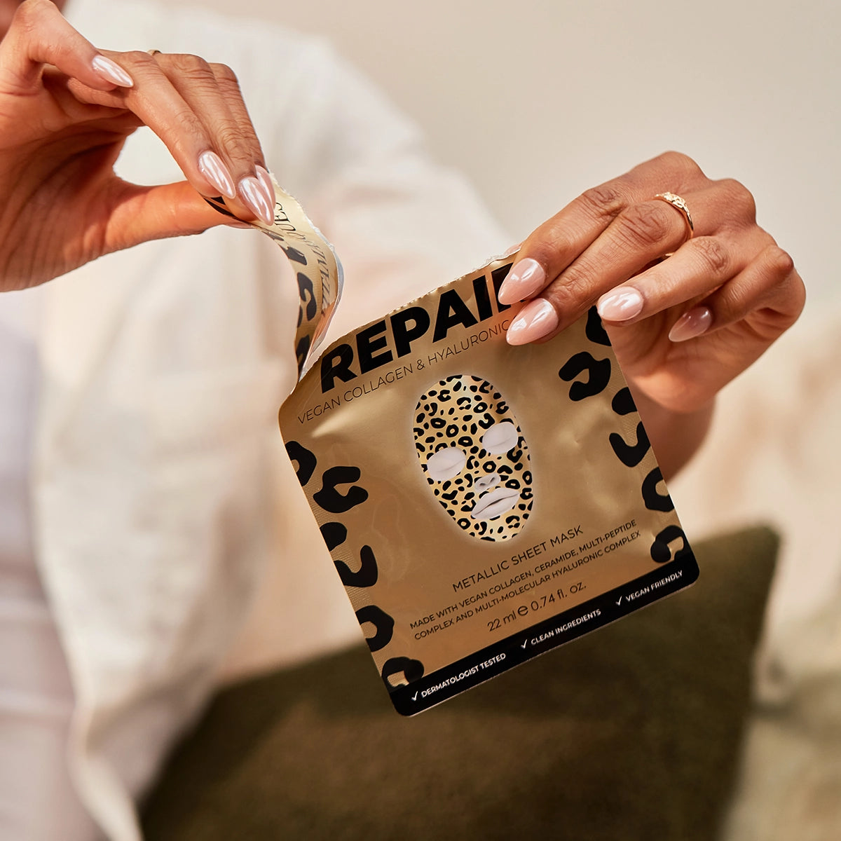 Korean Vegan Leopard Metallic Face Mask