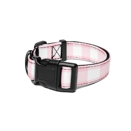 pink gingham dog collar