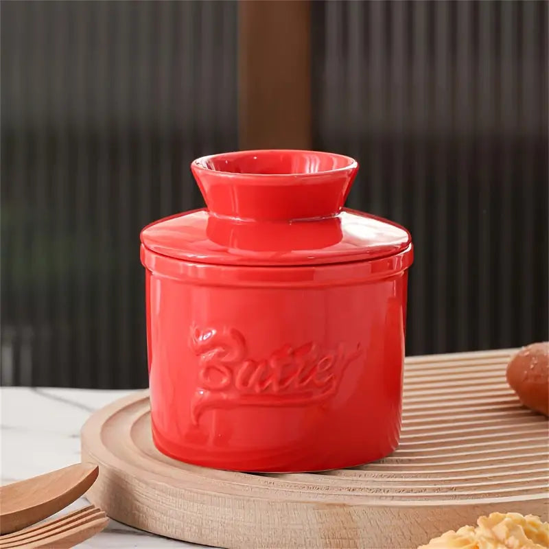 Ceramic Red Butter Crock