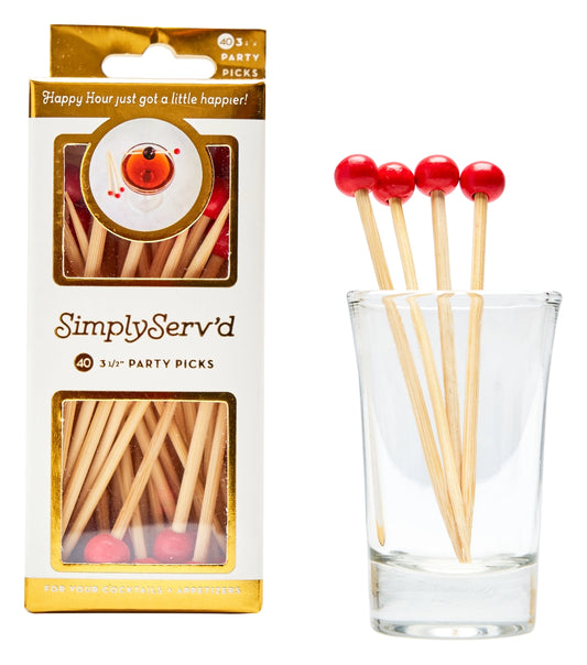 Red Pearl Cocktail Picks