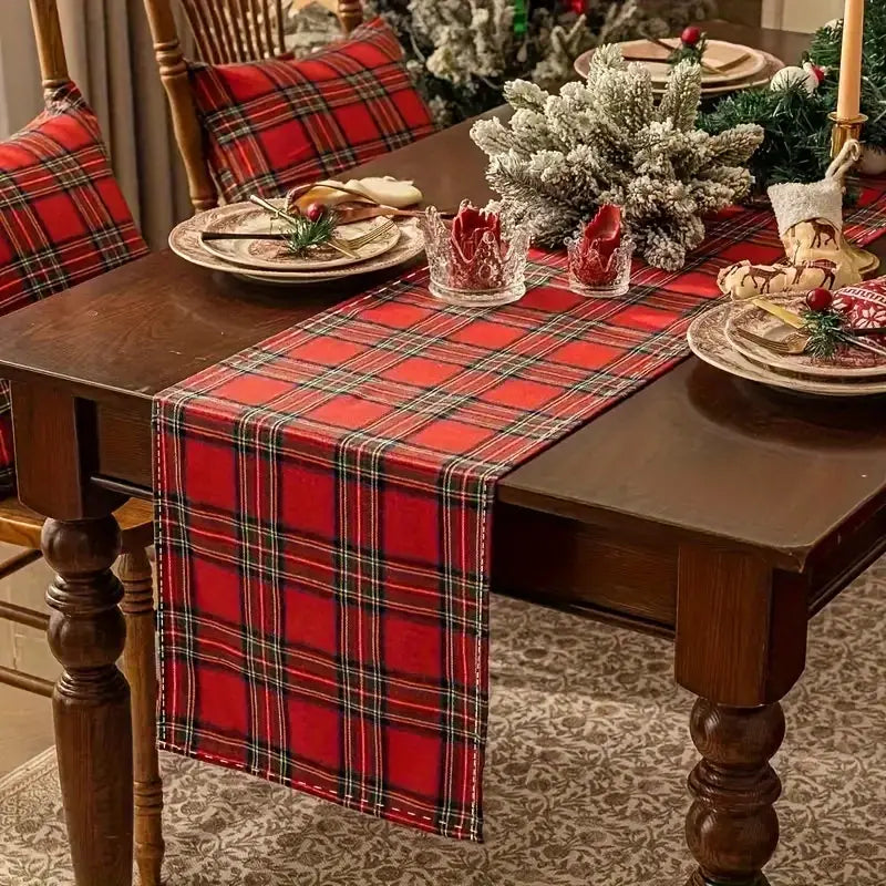 Red Tartan Festive Table Runner