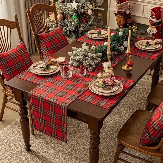 Red Tartan Festive Table Runner